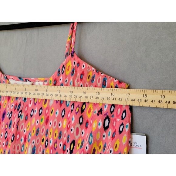 Womens Spaghetti Strap Dress Colorful Coral Graphic Print With Pockets Sz S NEW! - Picture 11 of 12